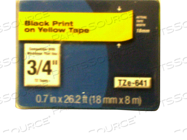 8M L X 18MM W BLACK ON YELLOW P-TOUCH TZE LABEL TAPE by Brother