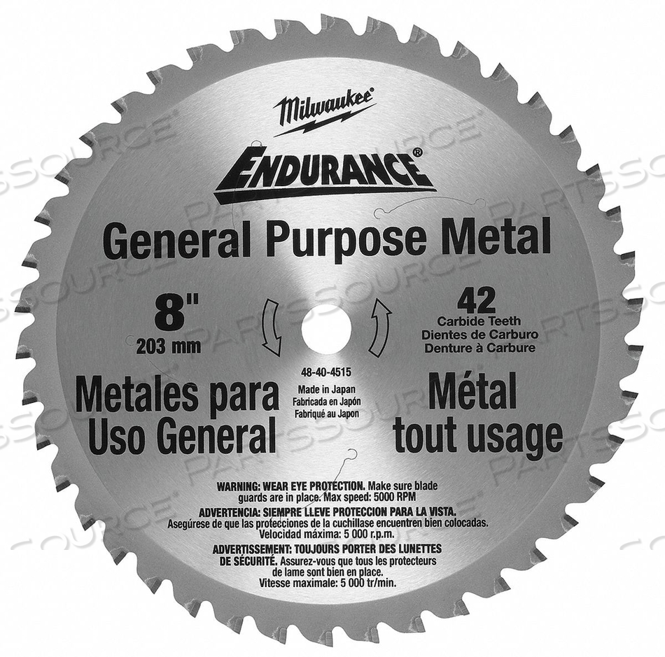 48-40-4515 MILWAUKEE 42T DRY CUT CERMET TIPPED CIRCULAR SAW BLADE, 8 IN DIA by Milwaukee Electric Tools