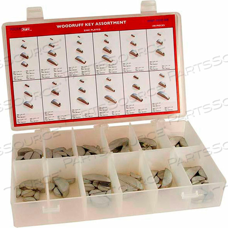 Disp Wkc100 Flint Hills Trading Woodruff Key Assortment 40 Items 100 Pieces 18 To 38 