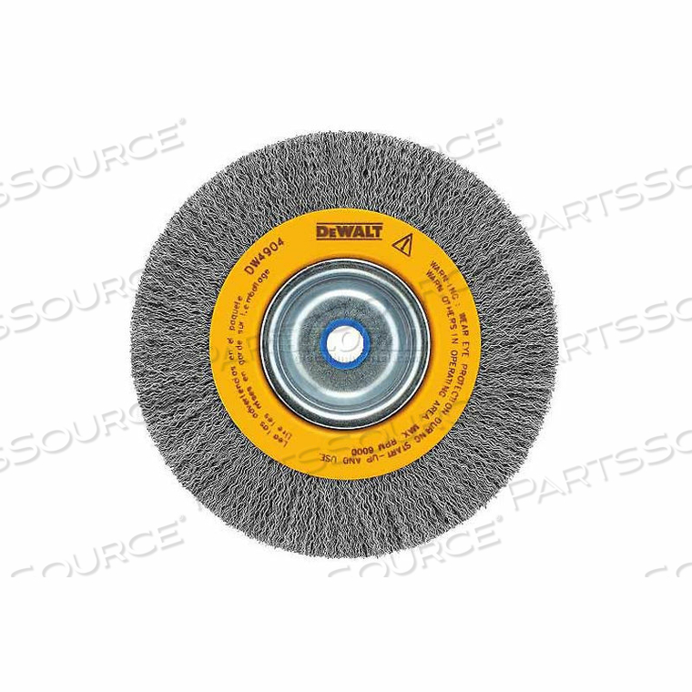 HIGHPERFORMANCE BENCH GRINDER BRUSH, 8" DIAMETER, 5/8" ARBOR, 4000 RPM by DeWalt HIGHPERFORMANCE BENCH GRINDER BRUSH, 8" DIAMETER, 5/8" ARBOR, 4000 RPM by DeWalt