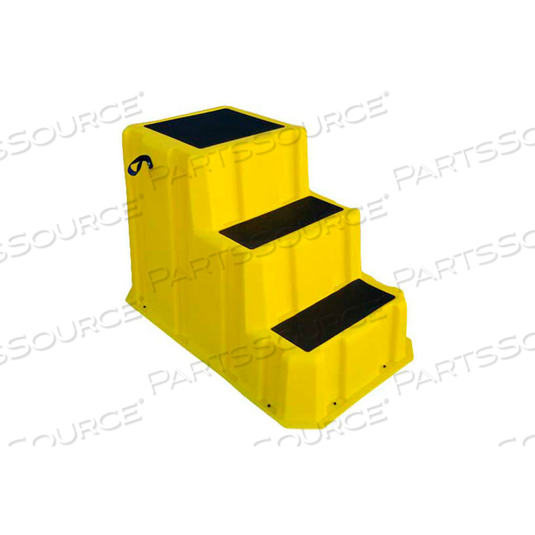 3 STEP NESTABLE PLASTIC STEP STAND - YELLOW 26"W X 43"D X 28"H by US Roto Molding