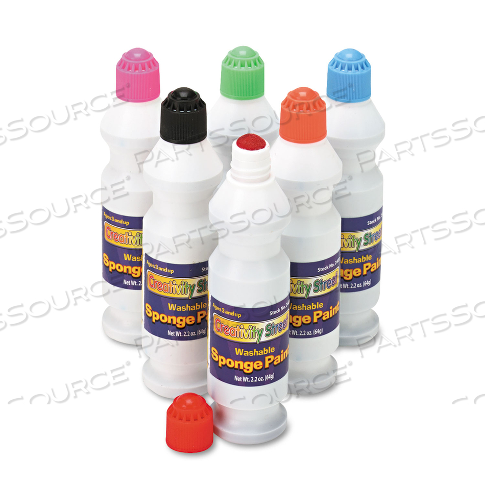 SPONGE PAINT SET, 6 ASSORTED COLORS, 2.2 OZ BOTTLE by Creativity Street