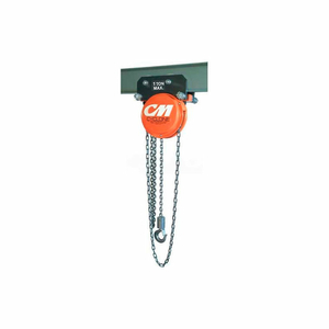 CYCLONE HAND CHAIN HOIST ON GEARED TROLLEY, 1 TON, 10 FT. LIFT by Columbus McKinnon