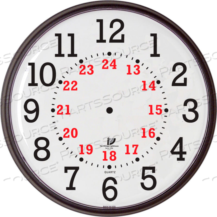 12-3/4" WALL CLOCK, SLIMLINE 12/24-HOUR QUARTZ by Chicago Lighthouse 12-3/4" WALL CLOCK, SLIMLINE 12/24-HOUR QUARTZ by Chicago Lighthouse