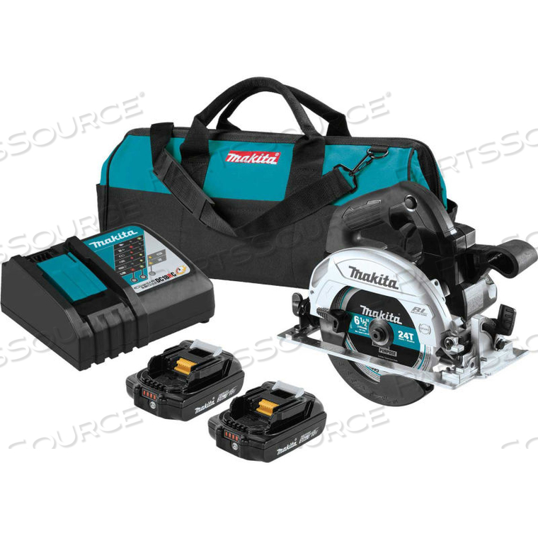 LXT CORDLESS 6-1/2" CIRCULAR SAW KIT, LITHIUM-ION, BRUSHLESS, 2.0AH, 18V, 5000RPM by Makita LXT CORDLESS 6-1/2" CIRCULAR SAW KIT, LITHIUM-ION, BRUSHLESS, 2.0AH, 18V, 5000RPM by Makita