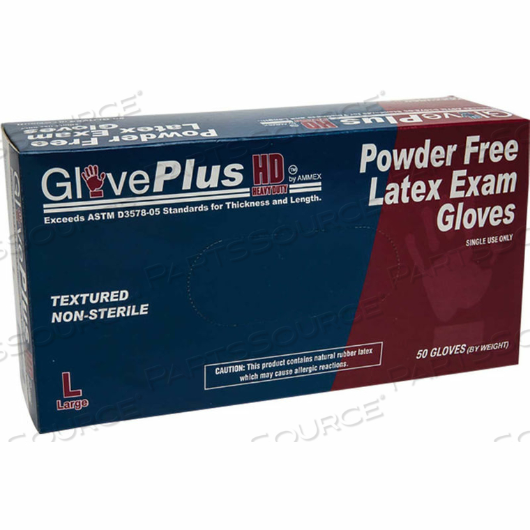 GPLHD GLOVEPLUS MEDICAL/EXAM LATEX GLOVES, POWDER-FREE, 12"L, BLUE, M, 50/BOX 