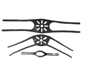 HARNESS, HEAD, CHILD, 4 STRAP, VENT HOLES, 24" LONG, BLACK CONDUCTIVE NEOPRENE by Anesthesia Associates