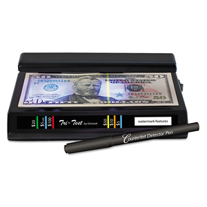 TRI TEST COUNTERFEIT BILL DETECTOR WITH PEN, U.S.; CANADIAN; MEXICAN; EU; UK; CHINESE CURRENCIES, 7 X 4 X 2.5, BLACK by Dri-Mark