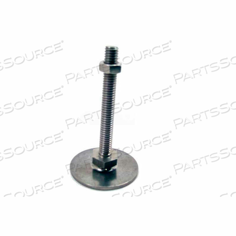 LEVELING FOOT, 1/2-13 X 3.93" STUD, 3.15" BASE DIA, 4.37"H, 2250 LBS. CAP, 304 SS 