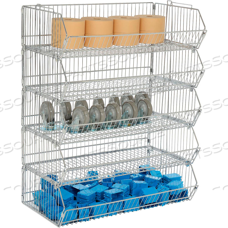 MODULAR WIRE STACKING BIN BASKET RACK, 36"W X 20"D X 45"H, 5 WIRE BINS by Approved Vendor MODULAR WIRE STACKING BIN BASKET RACK, 36"W X 20"D X 45"H, 5 WIRE BINS by Approved Vendor