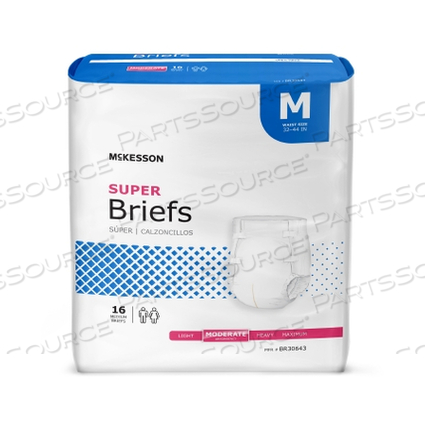 SUPER MODERATE ABSORBENCY INCONTINENCE BRIEF, MEDIUM (16 PER BAG) by McKesson SUPER MODERATE ABSORBENCY INCONTINENCE BRIEF, MEDIUM (16 PER BAG) by McKesson