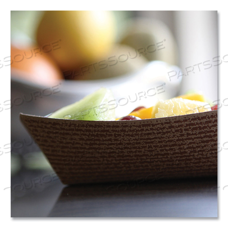 HEARTHSTONE FOOD TRAYS, 3.44 X 2.06 X 1.26, BROWN/WHITE, PAPER, 1,000/CARTON 