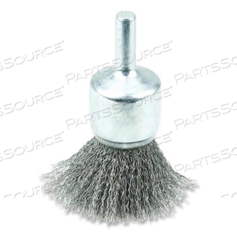 CRIMPED WIRE SOLID END BRUSH, STEEL, 3/4 IN DIA X 0.006 IN WIRE, 22000 RPM by Weiler