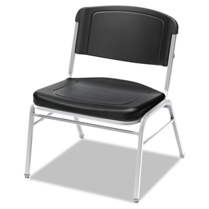 ROUGH N READY WIDE-FORMAT BIG AND TALL STACK CHAIR, SUPPORTS 500LB, 18.5" SEAT HEIGHT, BLACK SEAT/BACK, SILVER BASE, 4/CARTON by Iceberg Enterprises