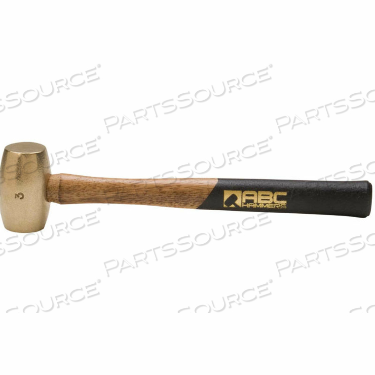 3 LB. NON-SPARKING BRASS HAMMER, 12.5" WOOD HANDLE by ABC Hammers Inc.