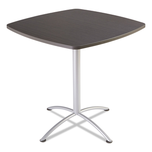 ILAND TABLE, BISTRO-HEIGHT, SQUARE TOP, CONTOURED EDGES, 42W X 42D X 42H, GRAY WALNUT/SILVER by Iceberg Enterprises