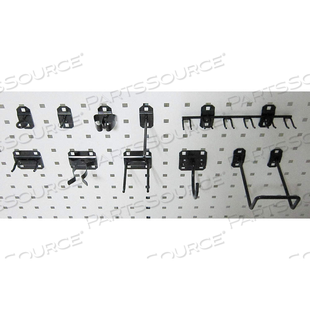 PEGBOARD HOOK ASSORTMENT KIT, 46 HOOKS, SCREW-IN, SURFACE, BLACK by Approved Vendor