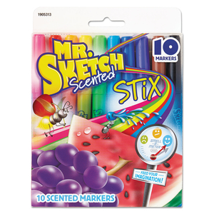 SCENTED STIX WATERCOLOR MARKER SET, FINE BULLET TIP, ASSORTED COLORS, 10/SET by Mr. Sketch