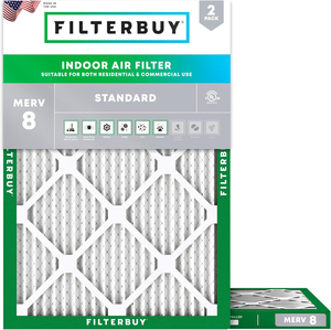 PLEATED HVAC FURNACE AIR FILTER, MERV 8, 8X14X1, PACKAGE OF 2 by Filterbuy, Inc.