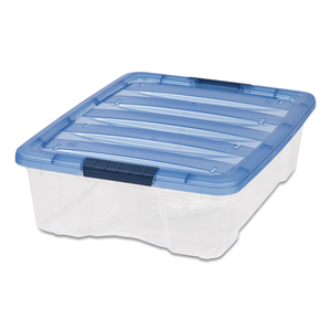 STACK AND PULL LATCHING FLAT LID STORAGE BOX, 6.73 GAL, 16.5" X 22" X 6.5", CLEAR/TRANSLUCENT BLUE by Iris USA, Inc