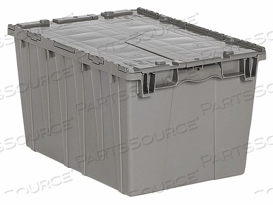 ATTACHED LID CONTAINER TOTE GRAY by Lewisbins