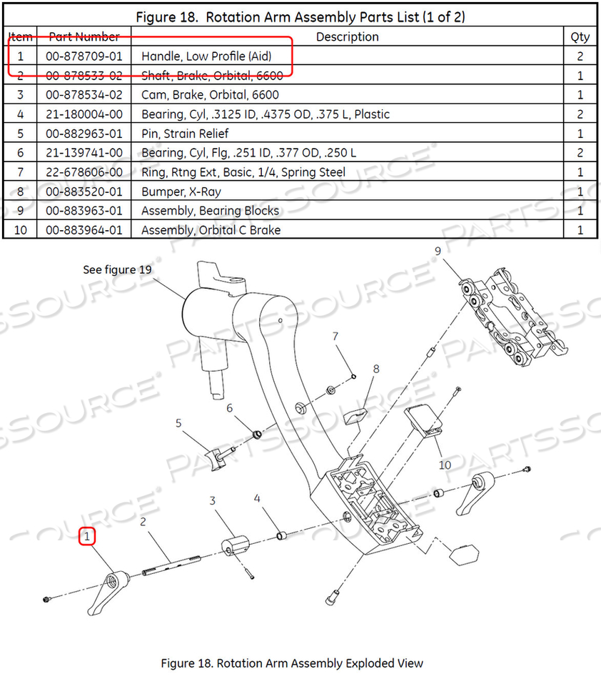 LOW PROFILE AID HANDLE by OEC Medical Systems (GE Healthcare)