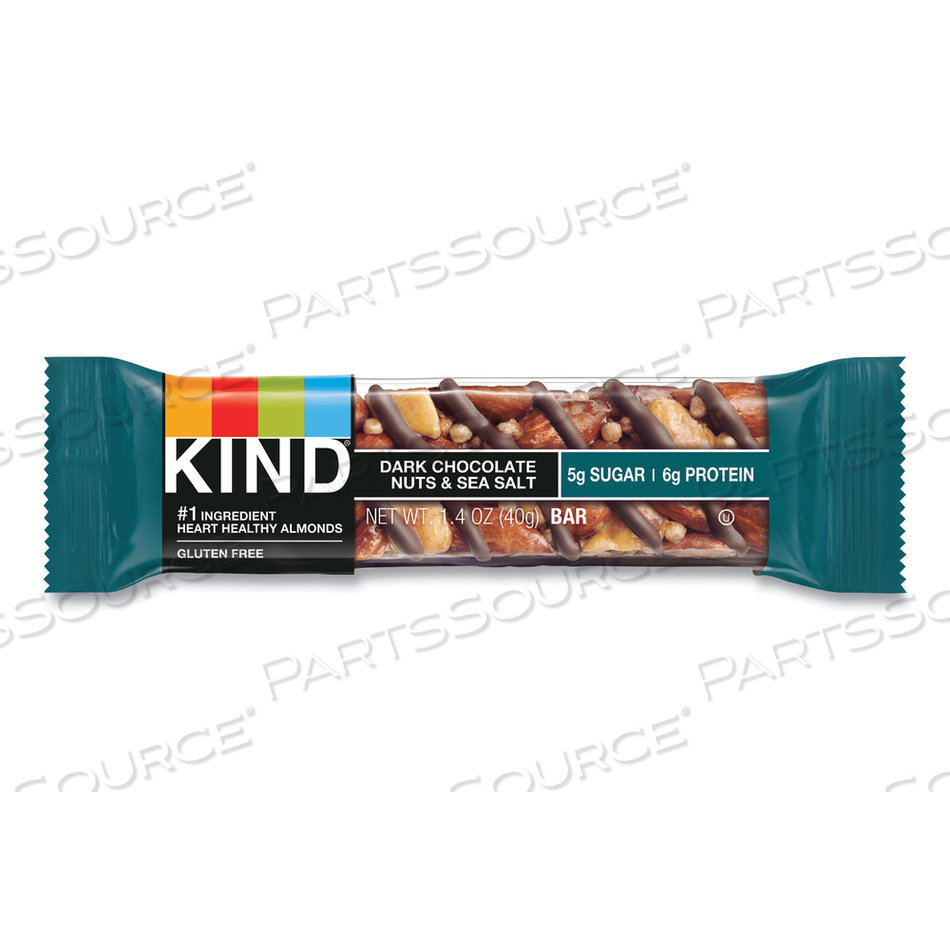 NUTS AND SPICES BAR, DARK CHOCOLATE NUTS AND SEA SALT, 1.4 OZ by Kind
