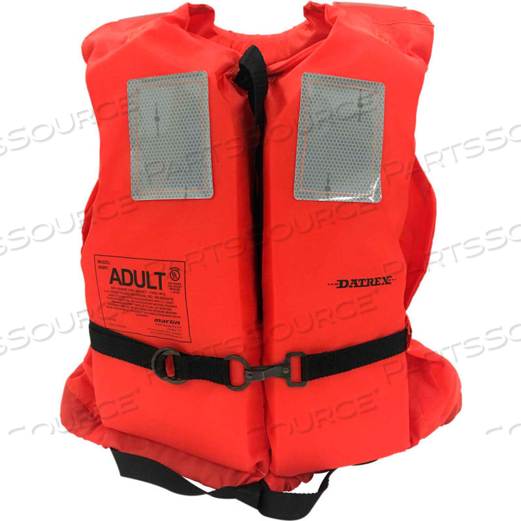 OFFSHORE LIFE VEST, USCG TYPE I, REVERSIBLE, ORANGE, ADULT UNIVERSAL by Datrex Inc. OFFSHORE LIFE VEST, USCG TYPE I, REVERSIBLE, ORANGE, ADULT UNIVERSAL by Datrex Inc.