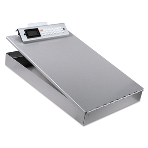 REDI-RITE ALUMINUM STORAGE CLIPBOARD WITH CALCULATOR, 1" CLIP CAPACITY, HOLDS 8.5 X 11 SHEETS, SILVER by Saunders