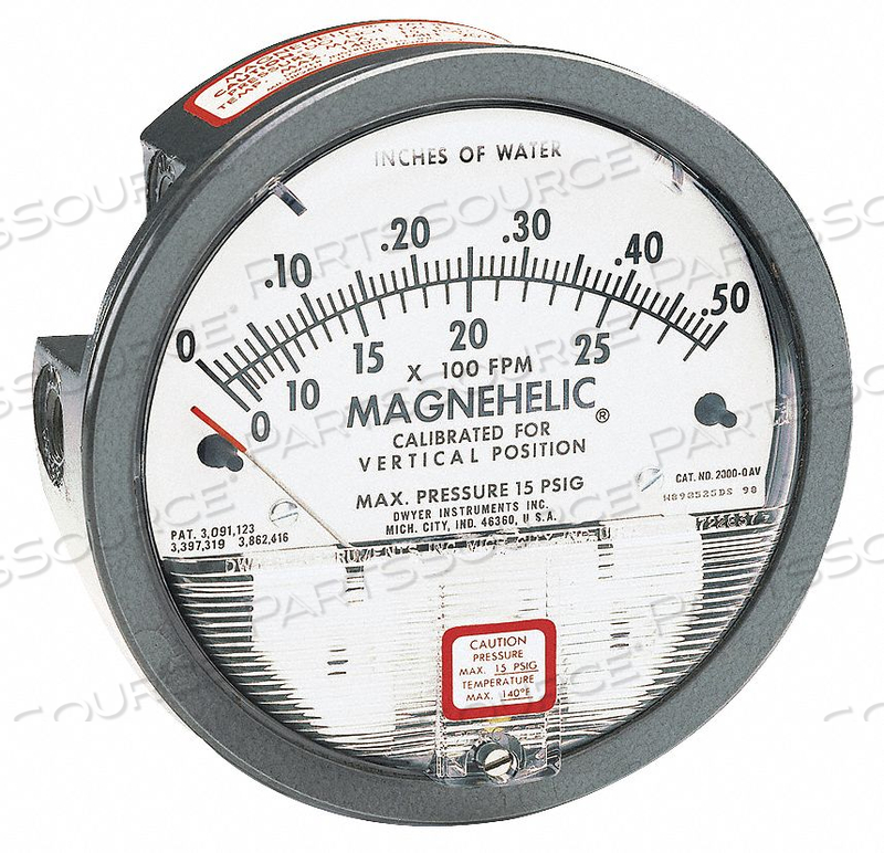 PRESSURE GAUGE 0 TO 10 IN H2O by Dwyer Instruments