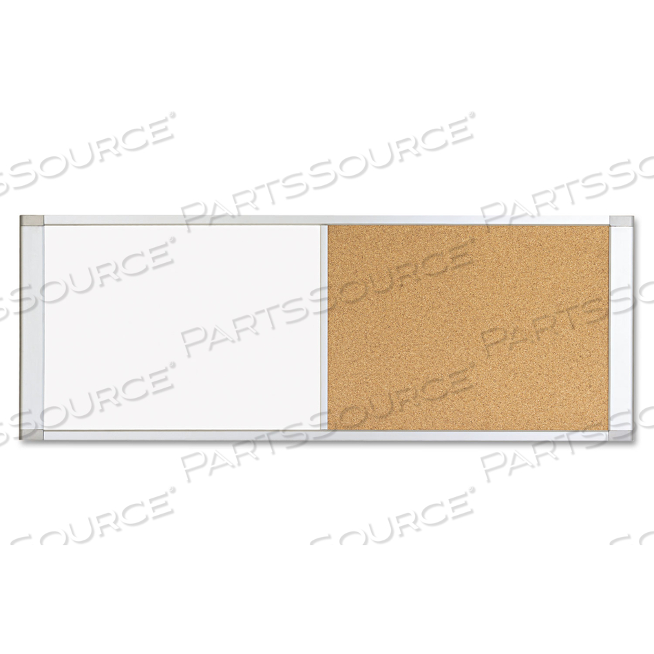 COMBO CUBICLE WORKSTATION DRY ERASE/CORK BOARD, 48X18, SILVER FRAME by MasterVision