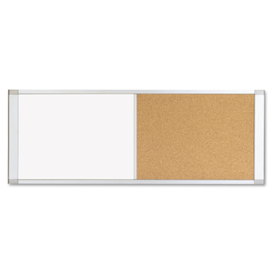 COMBO CUBICLE WORKSTATION DRY ERASE/CORK BOARD, 48X18, SILVER FRAME by MasterVision