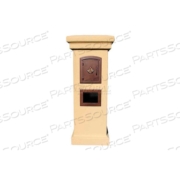 MANCHESTER NON-LOCKING STUCCO COLUMN MAILBOX IN BURNT TUSCAN COLOR, (COLUMN ONLY) by Qualarc