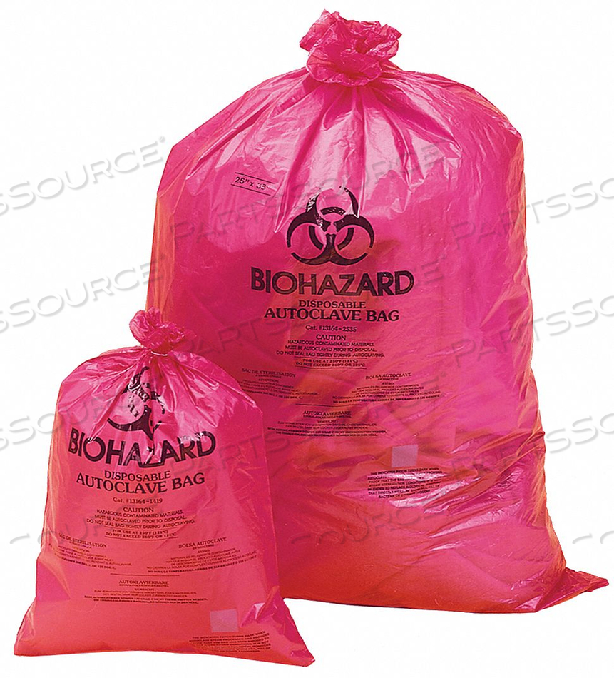 AUTOCLAV. BIOHAZARD BAG 14GAL RED PK200 by Bel-Art Products