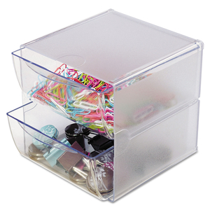 STACKABLE CUBE ORGANIZER, 2 COMPARTMENTS, 2 DRAWERS, PLASTIC, 6 X 7.2 X 6, CLEAR by Deflecto