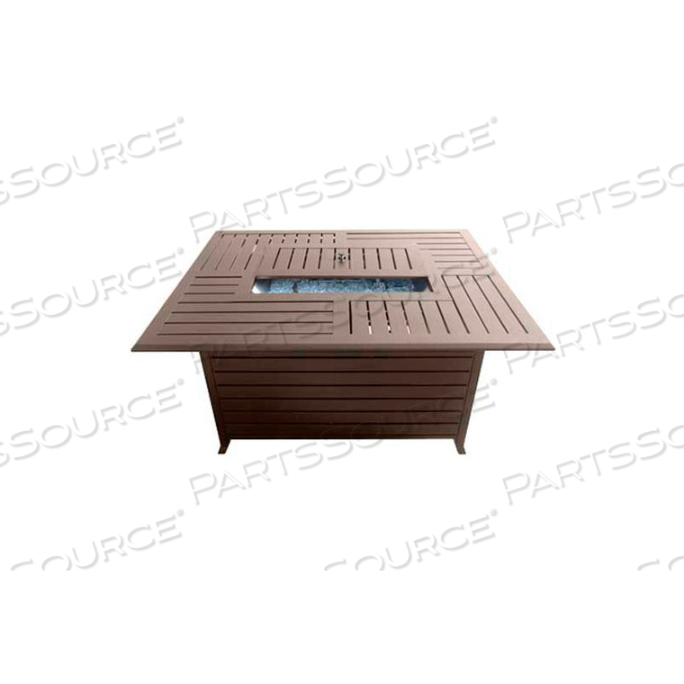 FIRE PIT PROPANE 42000 BTU RECTANGLE SLATTED ALUMINUM BRONZE/STAINLESS STEEL 