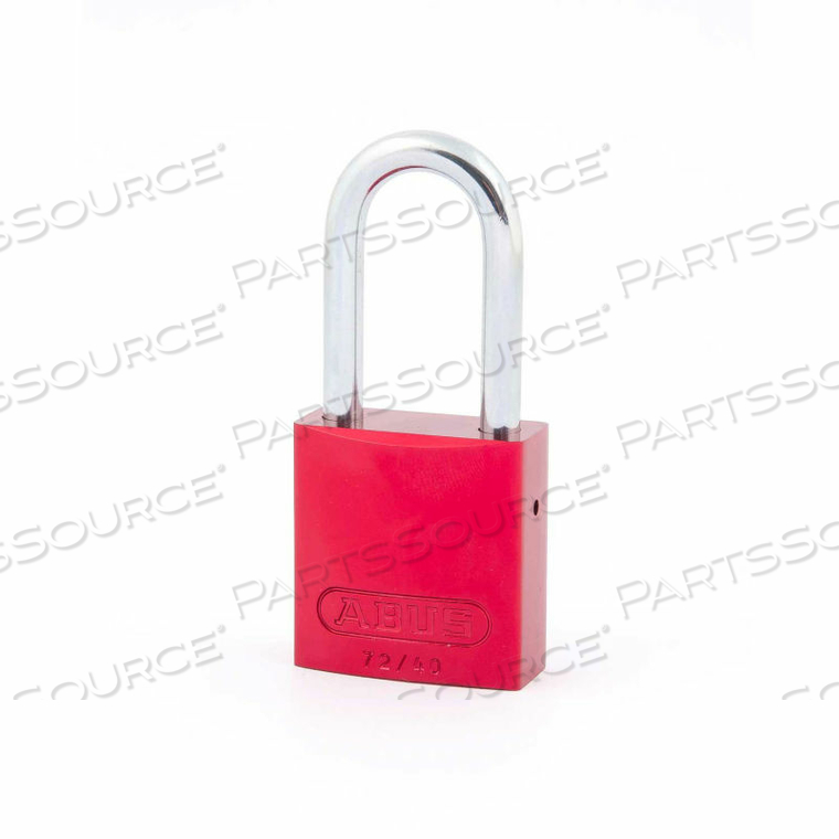 ALUMINUM SAFETY PADLOCK, KEYED DIFFERENT, 1.5" SHACKLE, 1-9/16" BODY, RED 