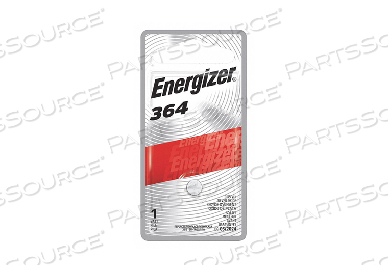 BATTERY, BUTTON CELL, 364, SILVER OXIDE, 1.5V, 18 MAH by Energizer