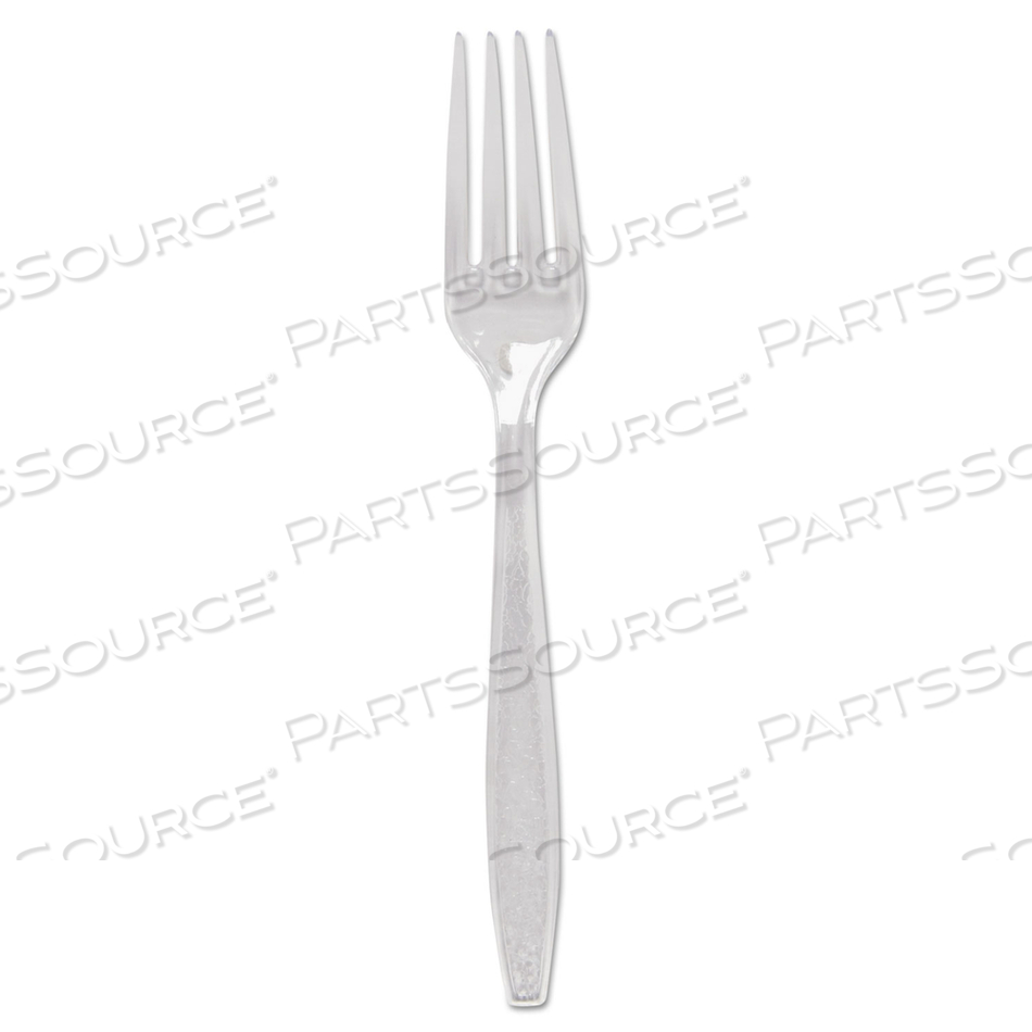 GUILDWARE EXTRA HEAVYWEIGHT PLASTIC CUTLERY, FORKS, CLEAR, 1000/CARTON 