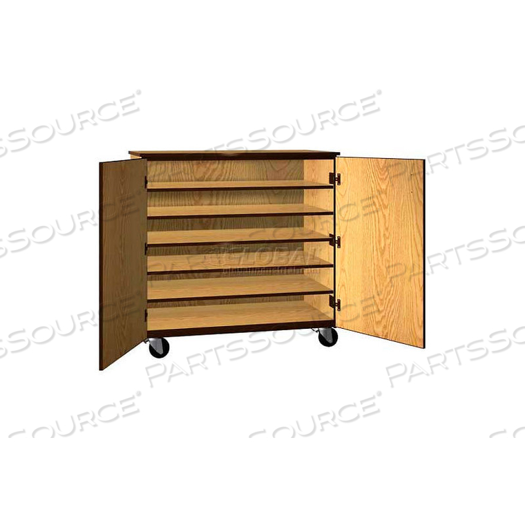 TOTE TRAY MOBILE WOOD CABINET, SOLID DOOR, 48"W X 22-1/4"D X 48"H, NATURAL OAK/BROWN by Ironwood Manufacturing Inc