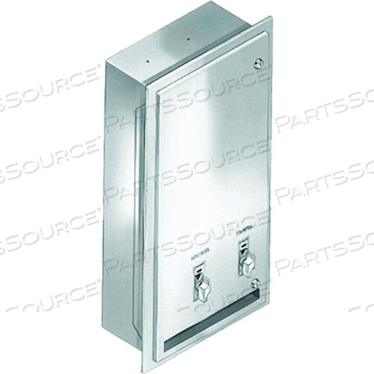 NAPKIN & TAMPON VENDOR, RECESSED, 30 NAPKINS/28 TAMPONS by Bradley Corporation