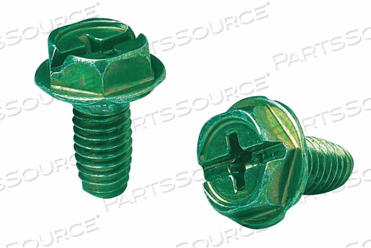 GROUND SCREW, GROUNDING, COLOR GREEN, DESCRIPTION/SPECIAL FEATURES 10-32 THREAD-FORMING, HOLE-FINDING TIP WITH COMBINATION HEX, PHILLIPS, SL by Ideal Industries Inc. GROUND SCREW, GROUNDING, COLOR GREEN, DESCRIPTION/SPECIAL FEATURES 10-32 THREAD-FORMING, HOLE-FINDING TIP WITH COMBINATION HEX, PHILLIPS, SL by Ideal Industries Inc.