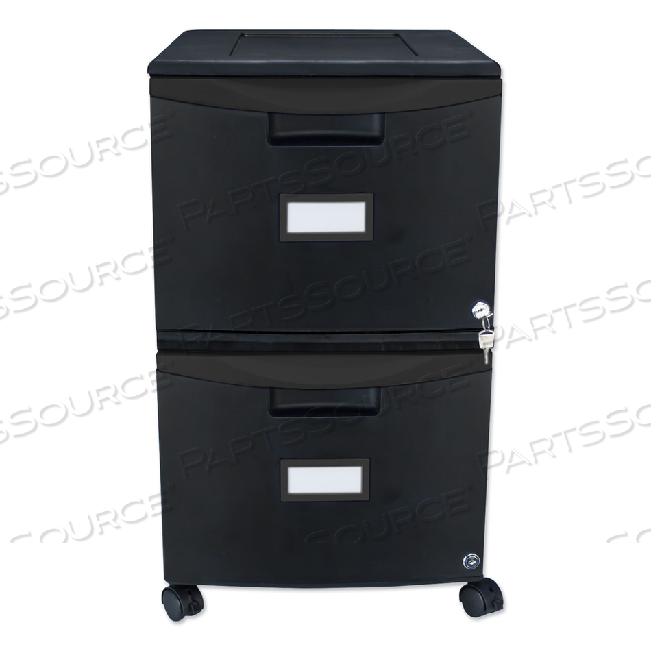 TWO-DRAWER MOBILE FILING CABINET, 2 LEGAL/LETTER-SIZE FILE DRAWERS, BLACK, 14.75" X 18.25" X 26" 