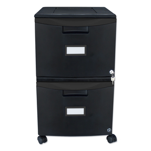 TWO-DRAWER MOBILE FILING CABINET, 2 LEGAL/LETTER-SIZE FILE DRAWERS, BLACK, 14.75" X 18.25" X 26" by Storex