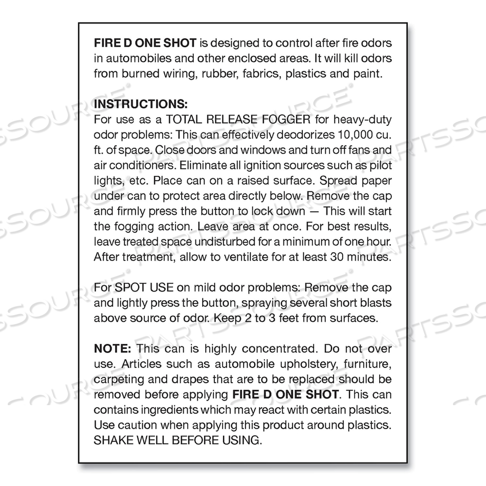 FIRE D ONE SHOT AEROSOL, 5 OZ AEROSOL SPRAY by Big D