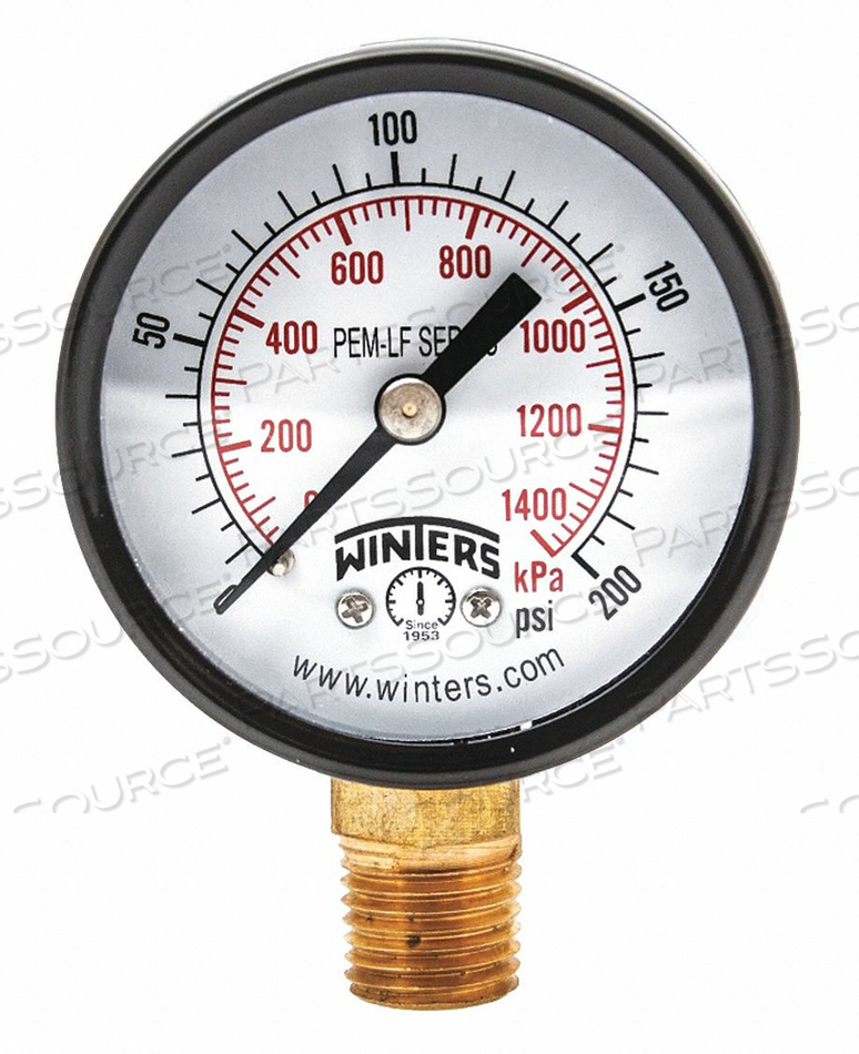 J1379 GAUGE PRESSURE 0 TO 200 PSI 2 IN. by Winters Instruments J1379 GAUGE PRESSURE 0 TO 200 PSI 2 IN. by Winters Instruments