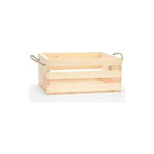 LARGE WOOD CRATE 16"W X 13"D X 7-1/2"H WITH TWO ROPE HANDLES 2 PC - BUTTERFIELD by Texas Basket Co.