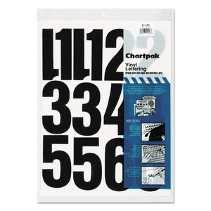 PRESS-ON VINYL NUMBERS, SELF ADHESIVE, BLACK, 4"H, 23/PACK by Chartpak PRESS-ON VINYL NUMBERS, SELF ADHESIVE, BLACK, 4"H, 23/PACK by Chartpak