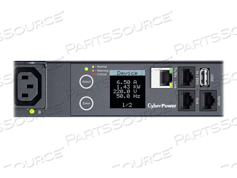 SWITCHED SERIES PDU41005, POWER DISTRIBUTION UNIT (RACK-MOUNTABLE), AC 100-240 V, 1-PHASE, ETHERNET, SERIAL, INPUT: IEC 60320 C20, OUTPUT CO by CyberPower SWITCHED SERIES PDU41005, POWER DISTRIBUTION UNIT (RACK-MOUNTABLE), AC 100-240 V, 1-PHASE, ETHERNET, SERIAL, INPUT: IEC 60320 C20, OUTPUT CO by CyberPower