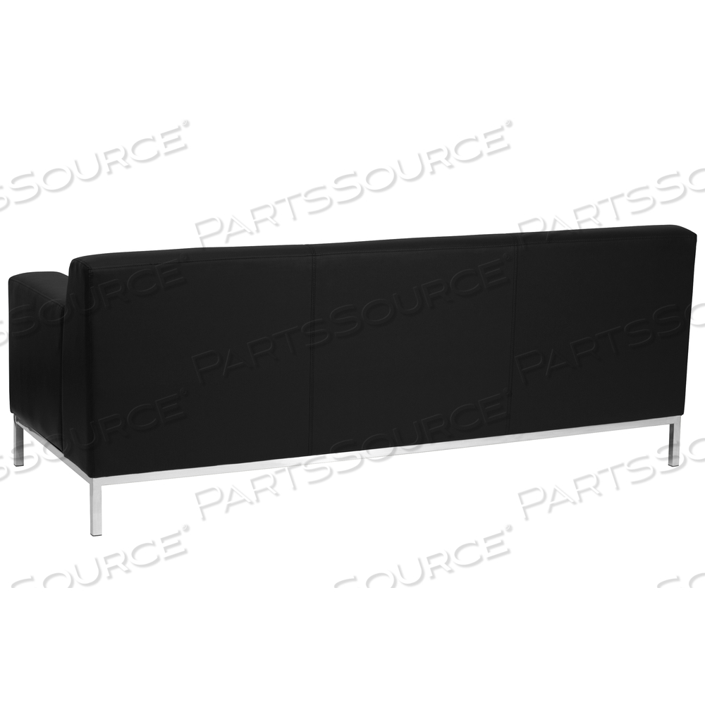 HERCULES DEFINITY SERIES CONTEMPORARY BLACK LEATHERSOFT SOFA WITH STAINLESS STEEL FRAME by Flash Furniture